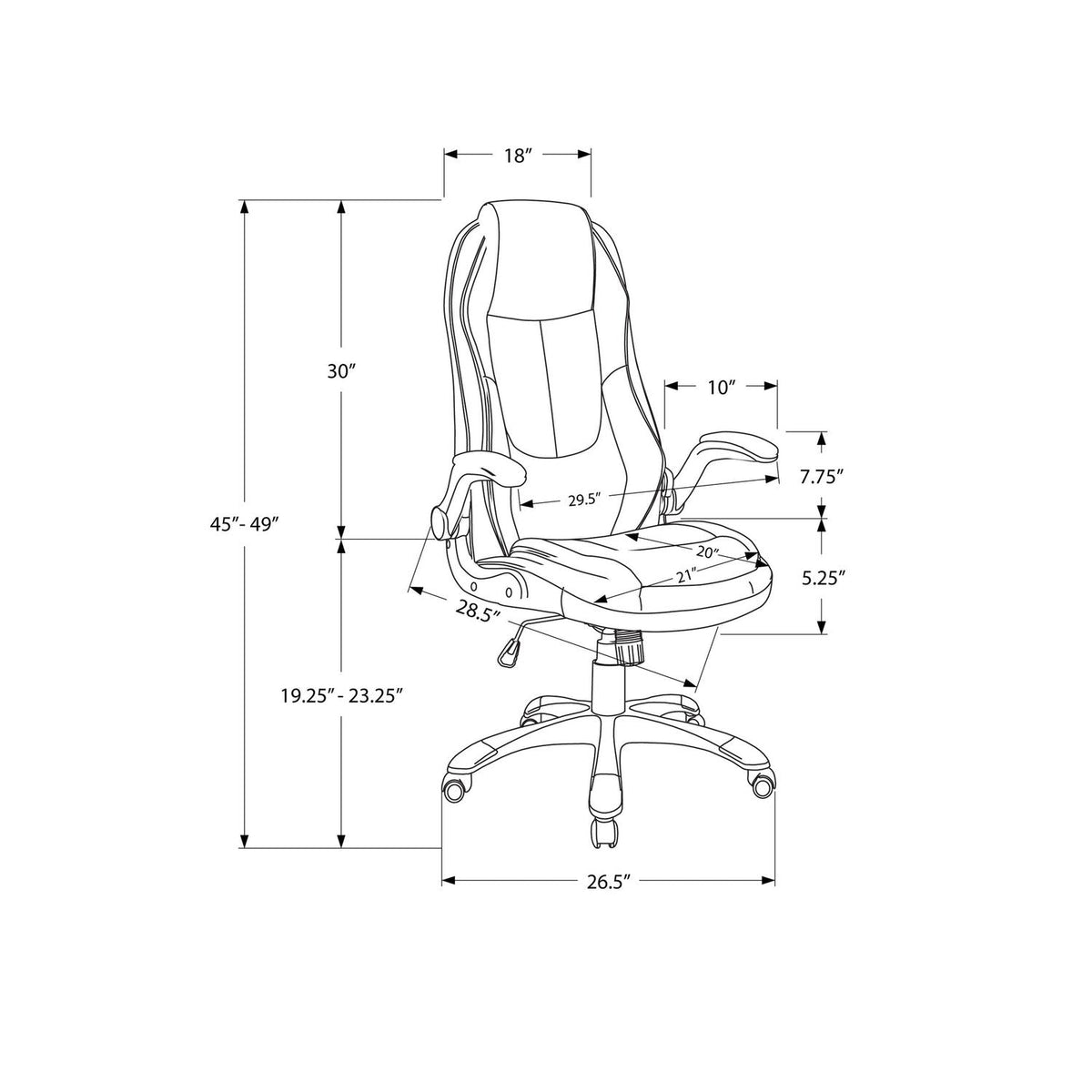 Office Chair, Adjustable Height, Swivel, Ergonomic, Armrests, Contemporary & Modern - Black by Unique Piece Furniture