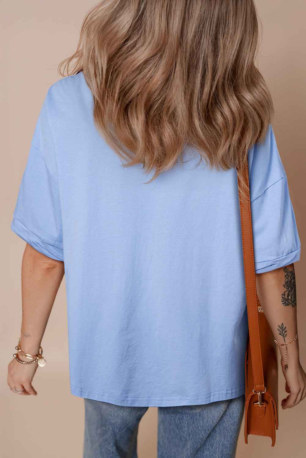 Myosotis Loose Half Sleeve Hi Low Hem T Shirt by Wild and Free Boutique