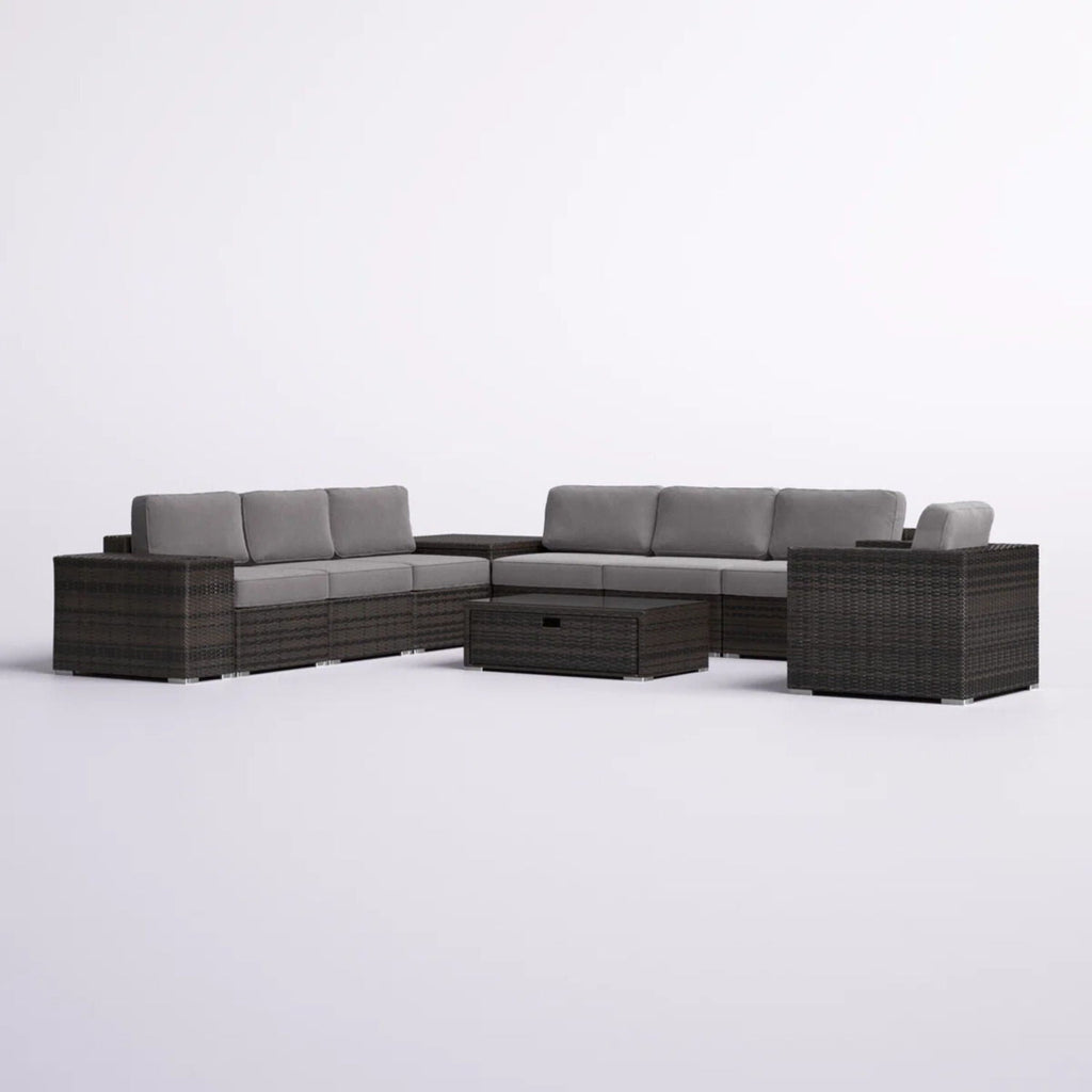 Modern Patio Rattan Sectional Set With Cushions by Unique Piece Furniture