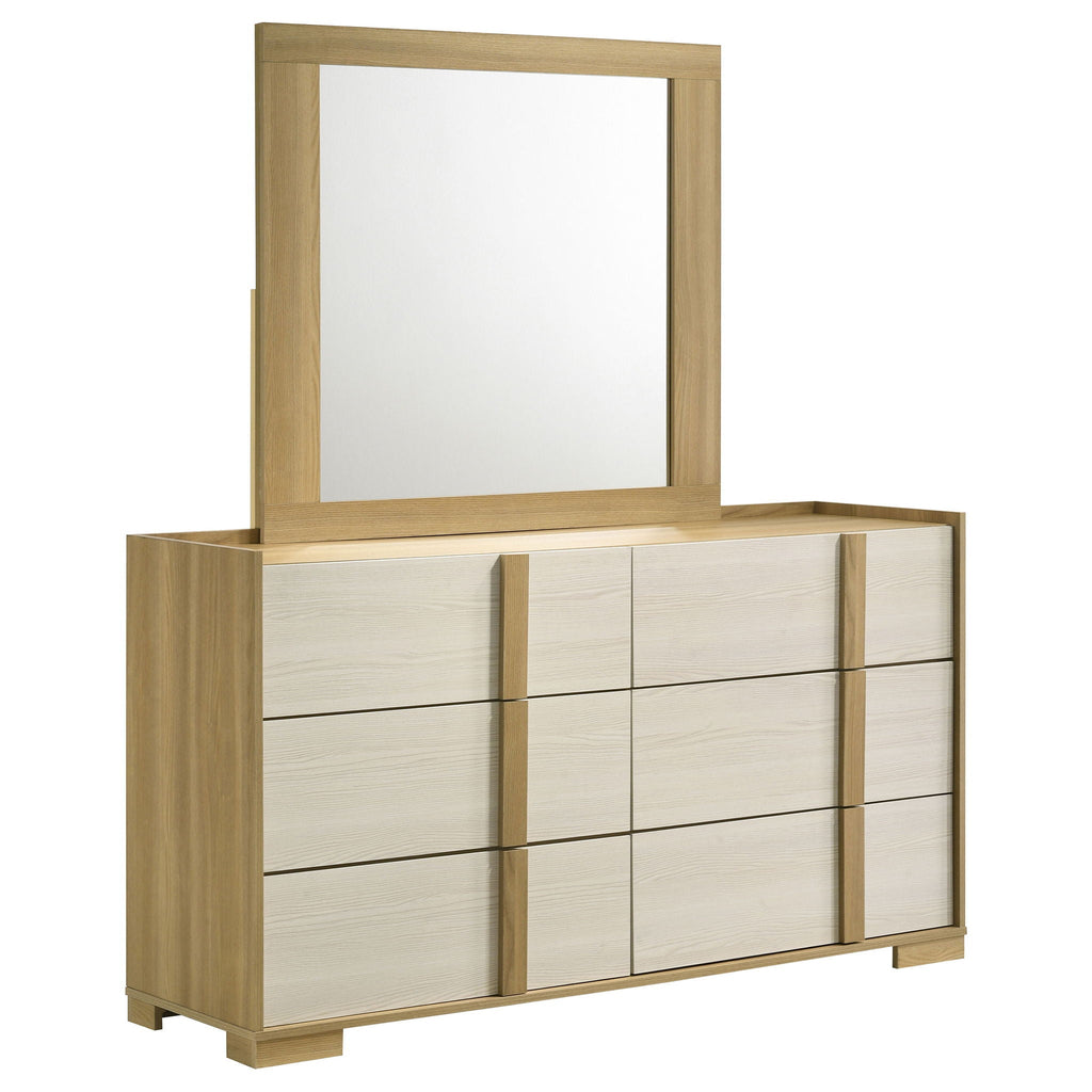 Hyland 6-drawer Dresser with Mirror Natural by Unique Piece Furniture