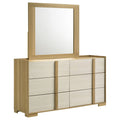 Hyland 6-drawer Dresser with Mirror Natural by Unique Piece Furniture