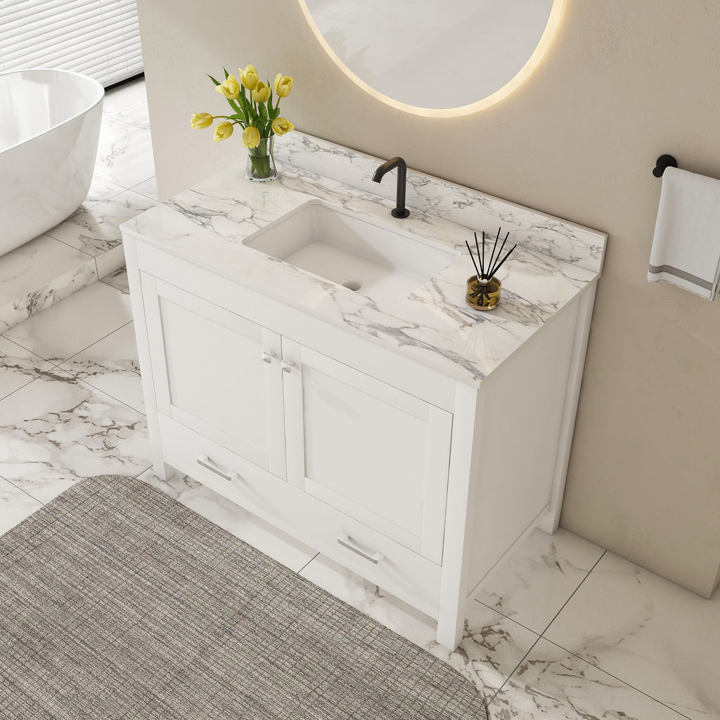 43" Bathroom Vanity, Multi Functional Cabinet - White by Unique Piece Furniture