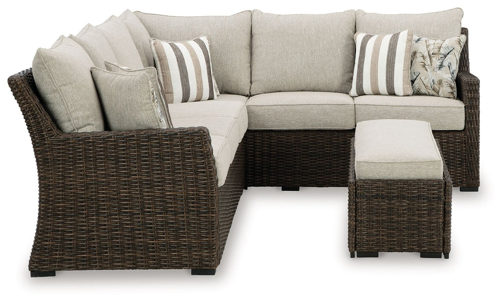 Brook Ranch - Sofa Sectional, Bench With Cushion (Set of 3) - Brown by Unique Piece Furniture