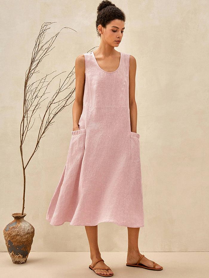 100% Linen Swing Beach Tank Dress GIANA by LINTICO