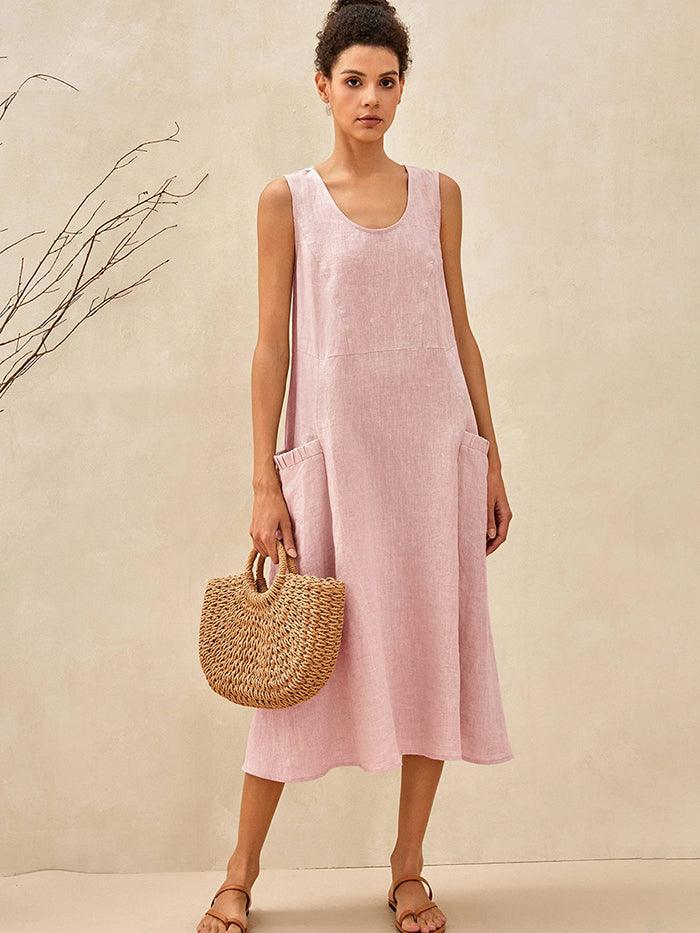 100% Linen Swing Beach Tank Dress GIANA by LINTICO