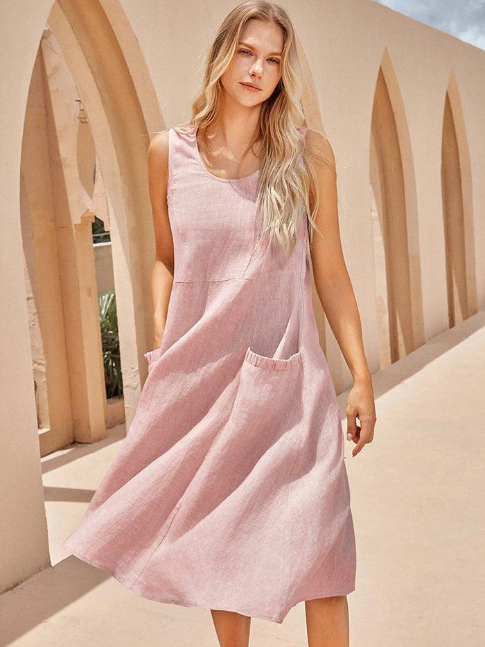 100% Linen Swing Beach Tank Dress GIANA by LINTICO