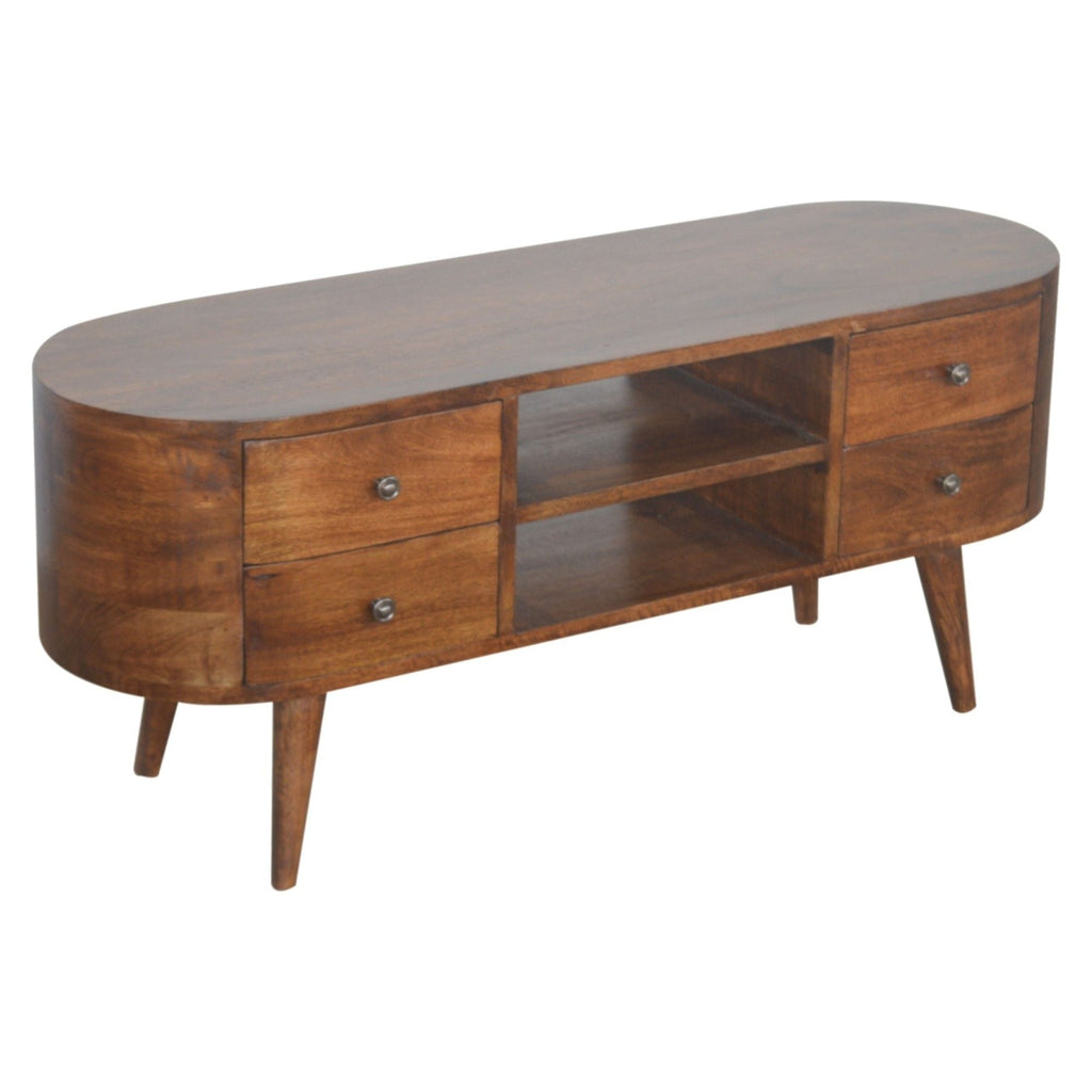 Solid Wood Rounded Entertainment Unit by Unique Piece Furniture