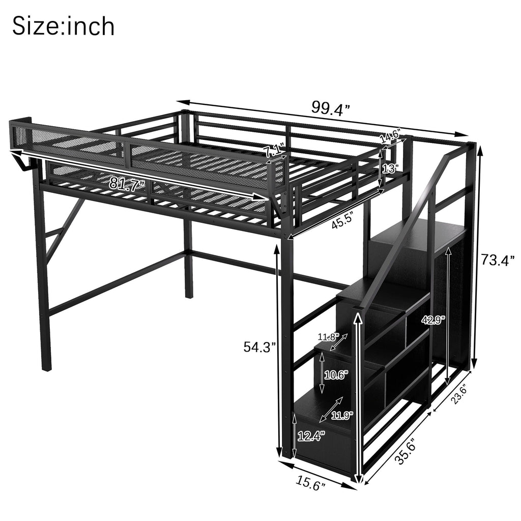 Loft Bed With Storage Shelves, Wardrobe by Unique Piece Furniture