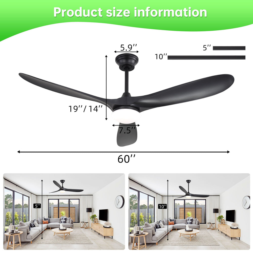 Smart Ceiling Fan With Lights, 3 Blades, Reversible Quiet DC Motor For Indoor by Unique Piece Furniture