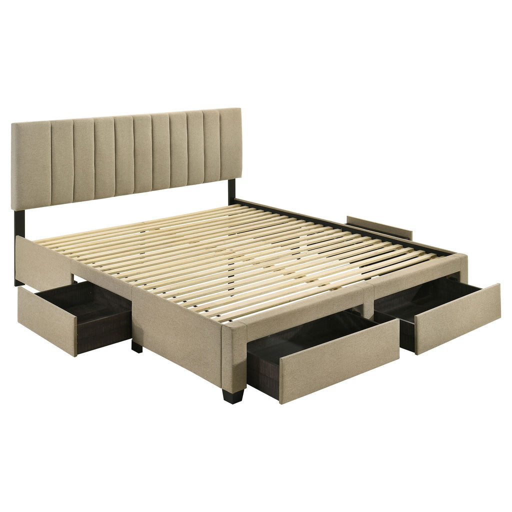 Wheatland 4-drawer Upholstered Eastern King Storage Bed Brown by Unique Piece Furniture