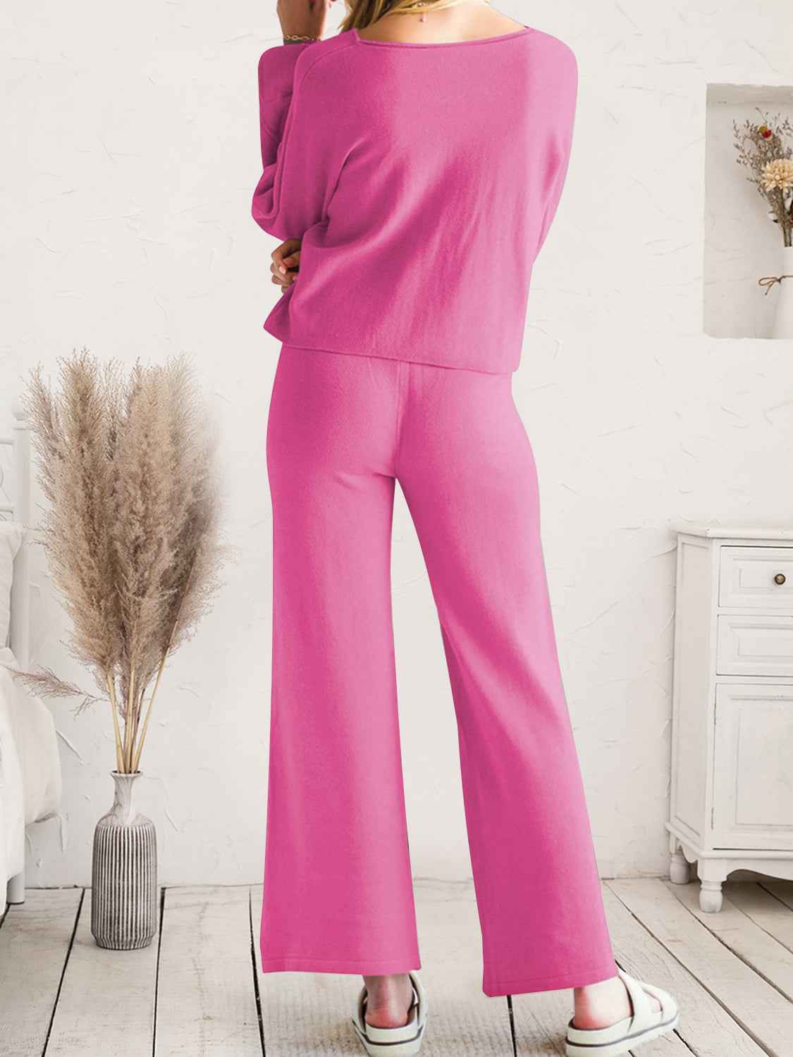 Long Sleeve Lounge Top and Drawstring Pants Set by Wild and Free Boutique