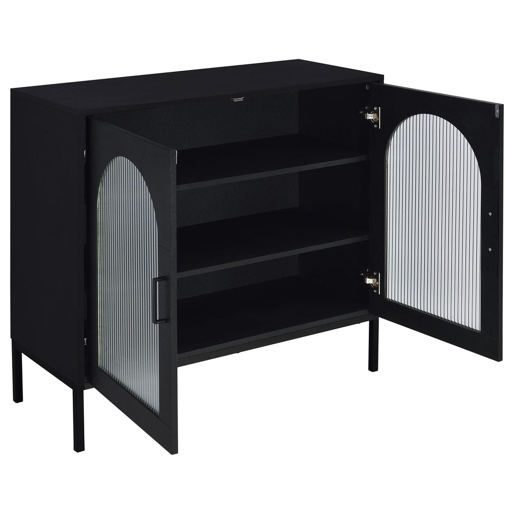 Jess 2-door Arched Fluted Glass Accent Cabinet Black by Unique Piece Furniture