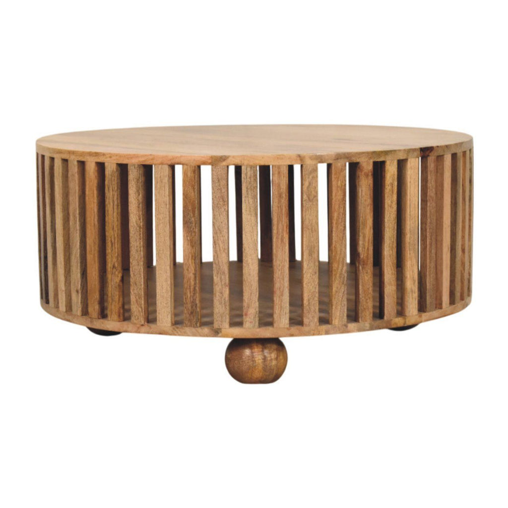 Slatted Round Coffee Table - Beige by Unique Piece Furniture