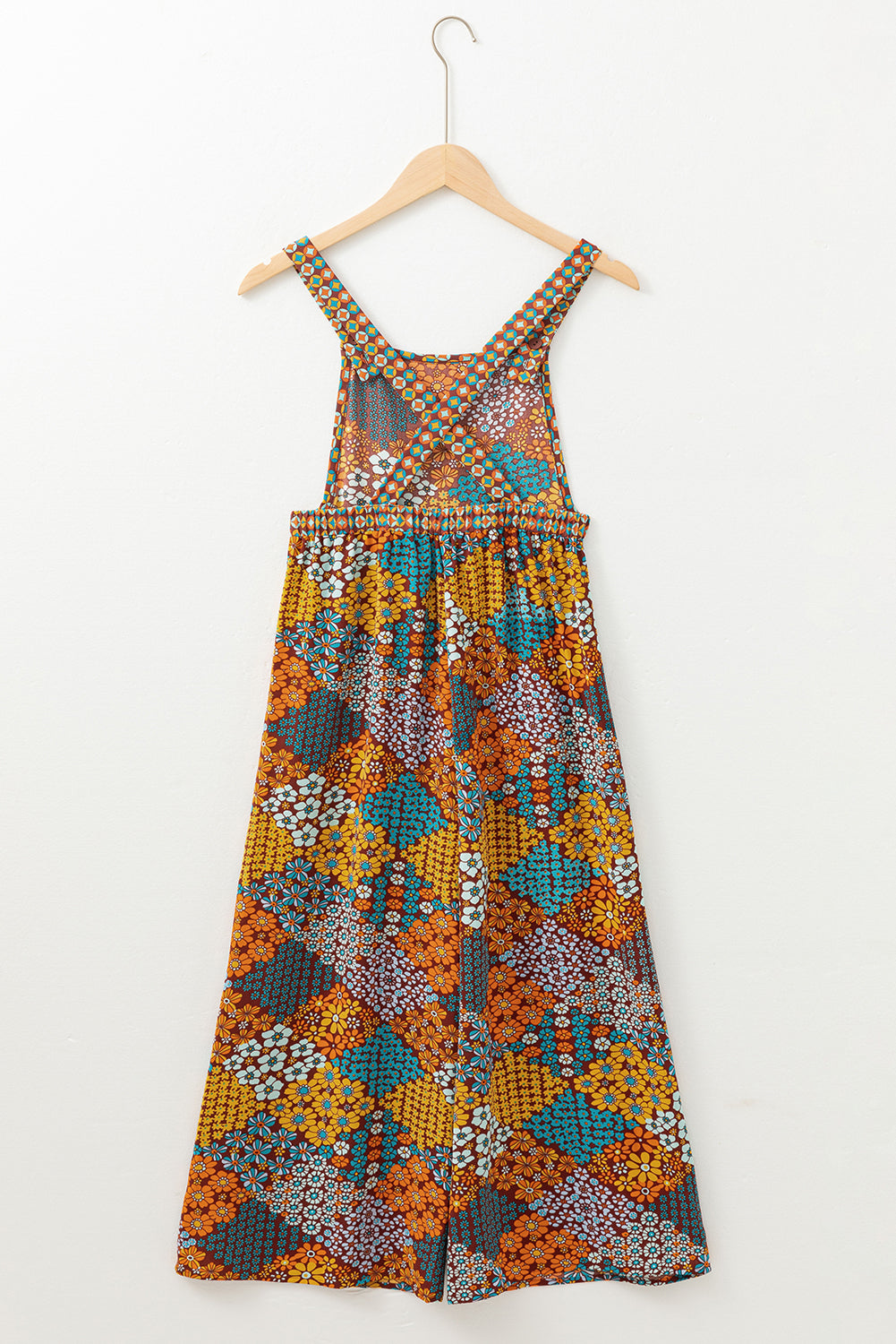 Multicolour Boho Floral Print Crossed Straps Ankle-length Jumpsuit by Dear-Lover Dropshipping