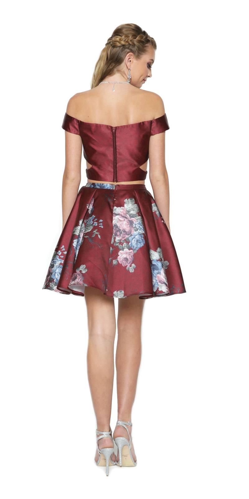 Juliet 798 Print Skirt Two-Piece Homecoming Dress Off-Shoulder by DiscountDressShop