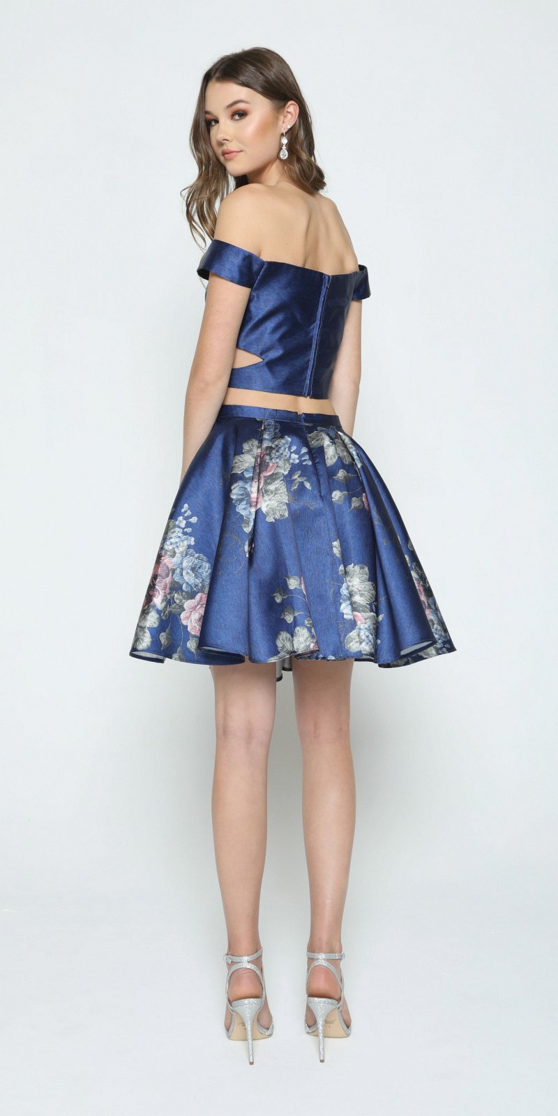 Juliet 798 Print Skirt Two-Piece Homecoming Dress Off-Shoulder by DiscountDressShop