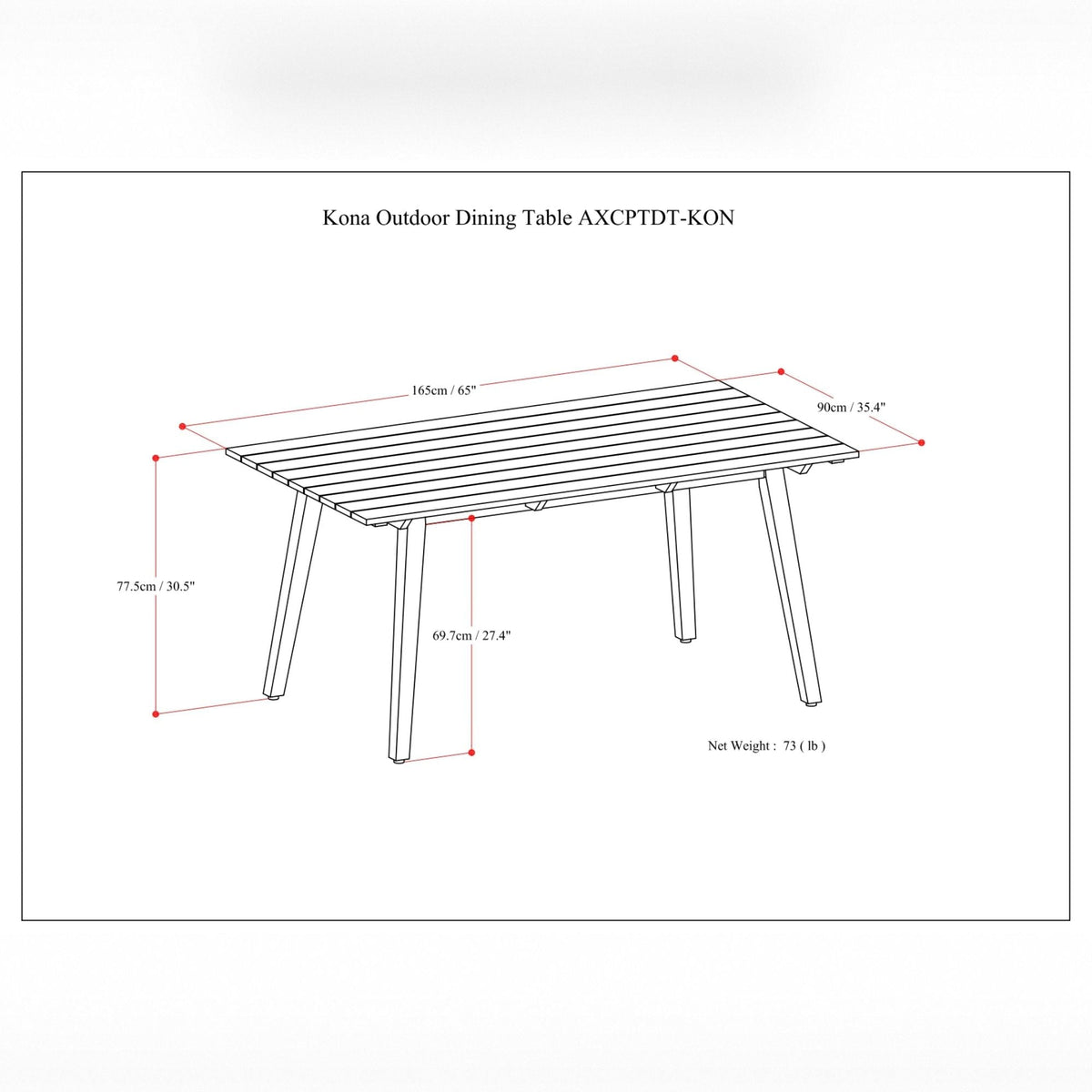 Kona - Outdoor Dining Table - Light Teak by Unique Piece Furniture