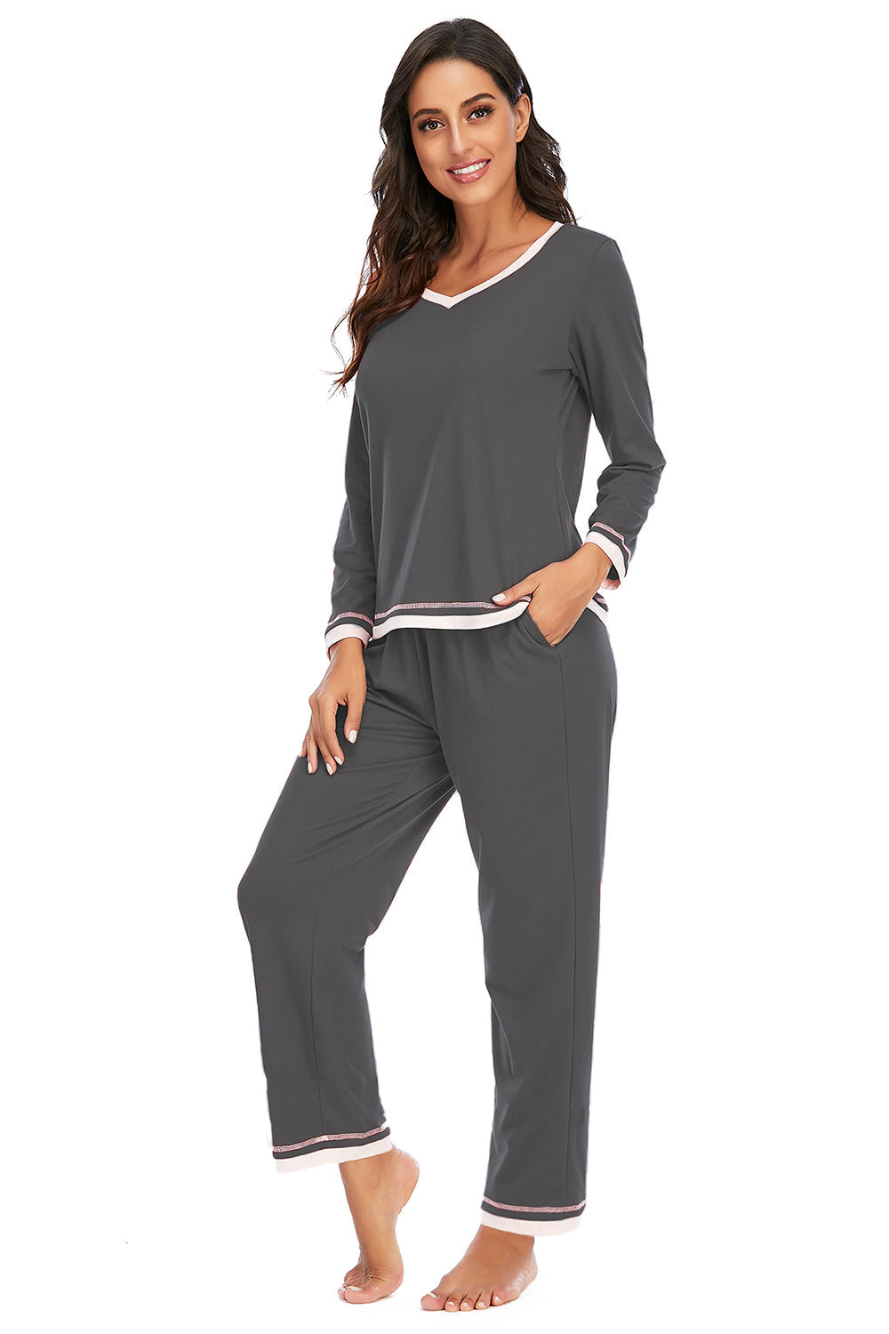 V-Neck Top and Pants Lounge Set by Wild and Free Boutique