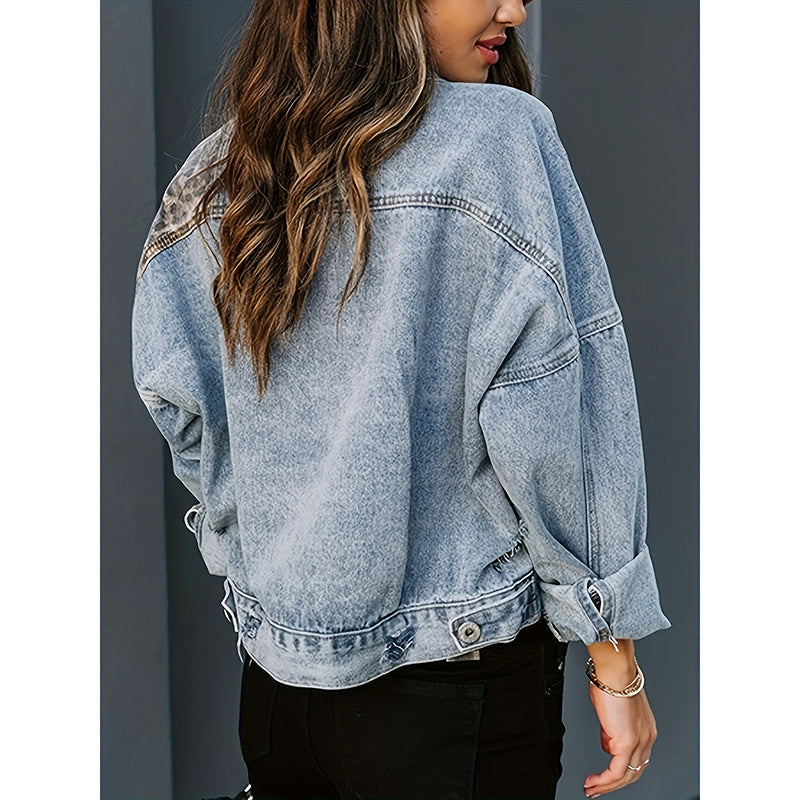 Women's Cropped Distressed Denim Jacket by FitiqueFit