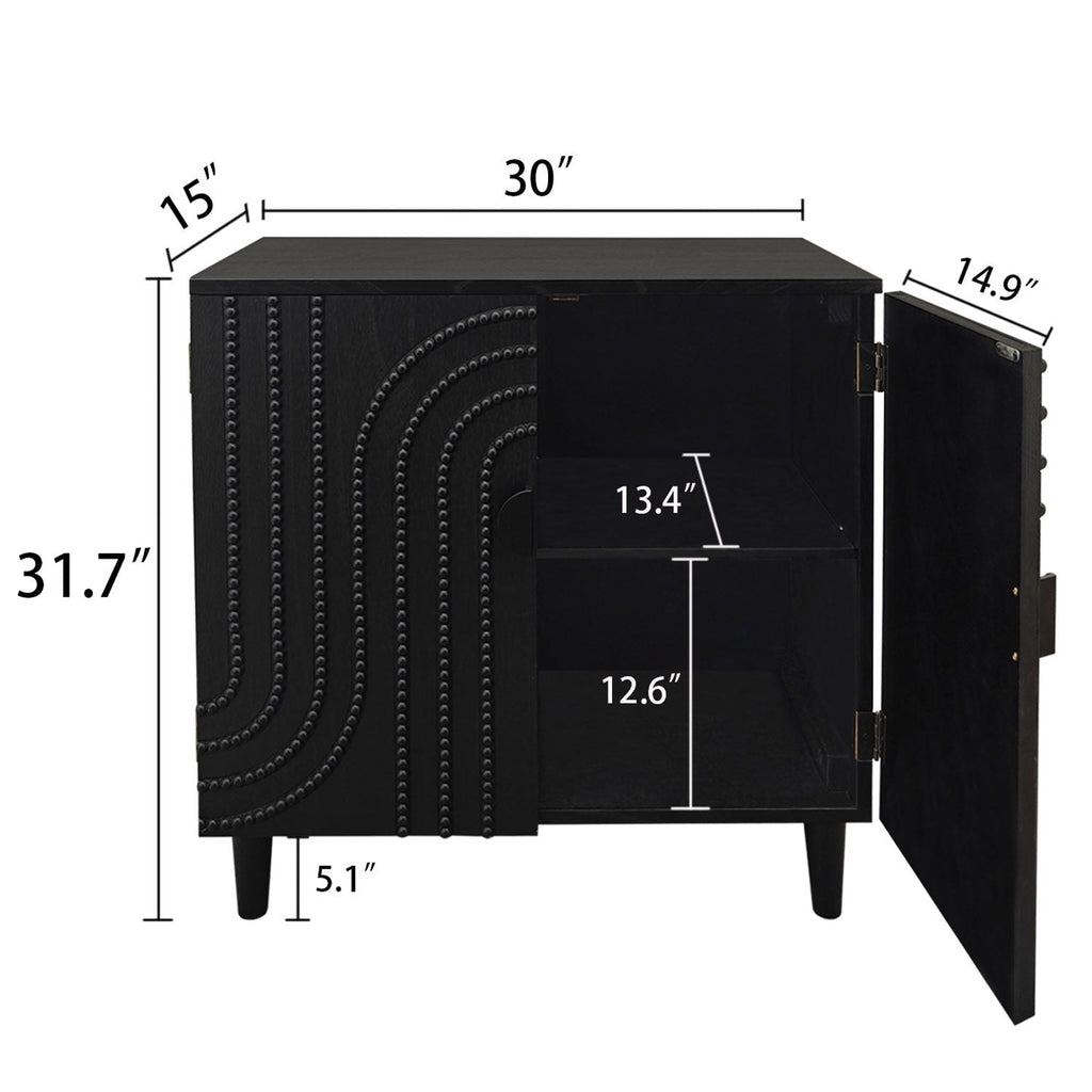 2 Door Storage Cabinet With Adjustable Shelf - Black by Unique Piece Furniture