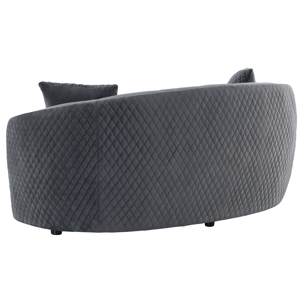 Brookside Velvet Upholstered Curved Loveseat Dark Grey by Unique Piece Furniture