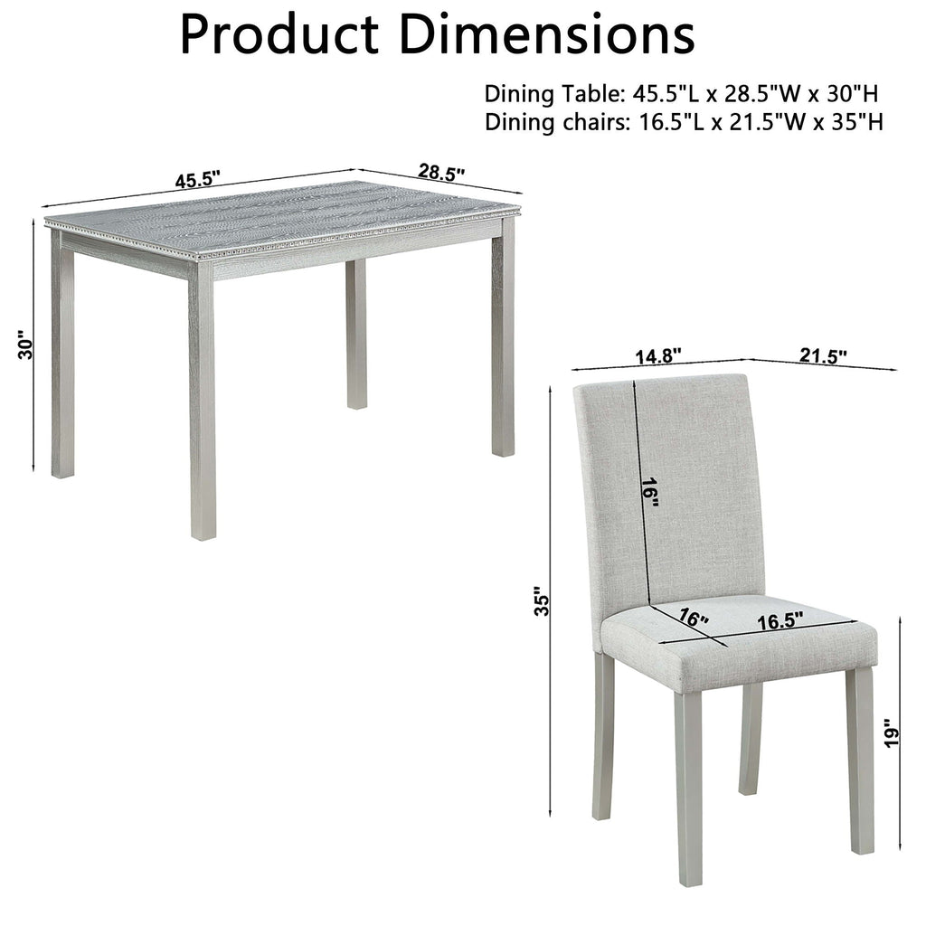Dining Table Set With Crystal Decoration And Upholstered Chairs by Unique Piece Furniture