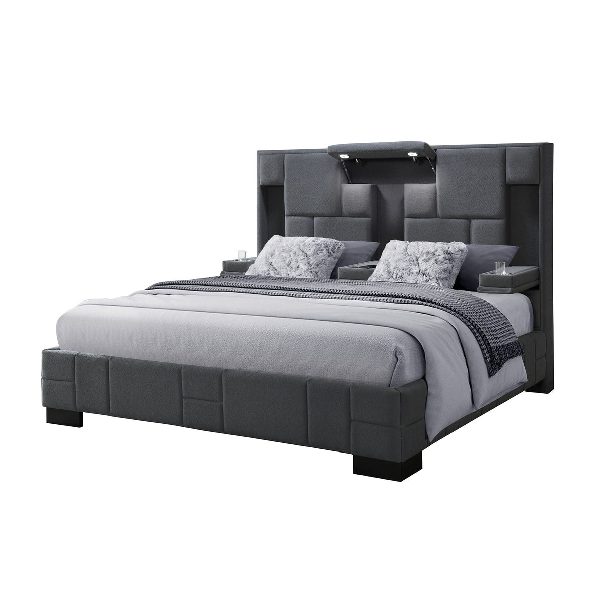Yaris - Contemporary Bed With Wireless Charging And LED Lights by Unique Piece Furniture