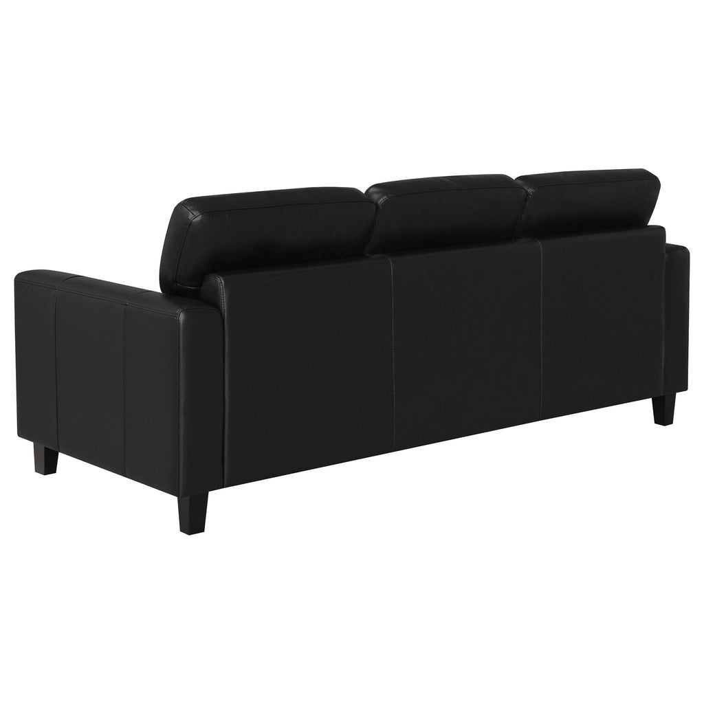 Scotland Faux Leather Upholstered Track Arm Sofa Black by Unique Piece Furniture