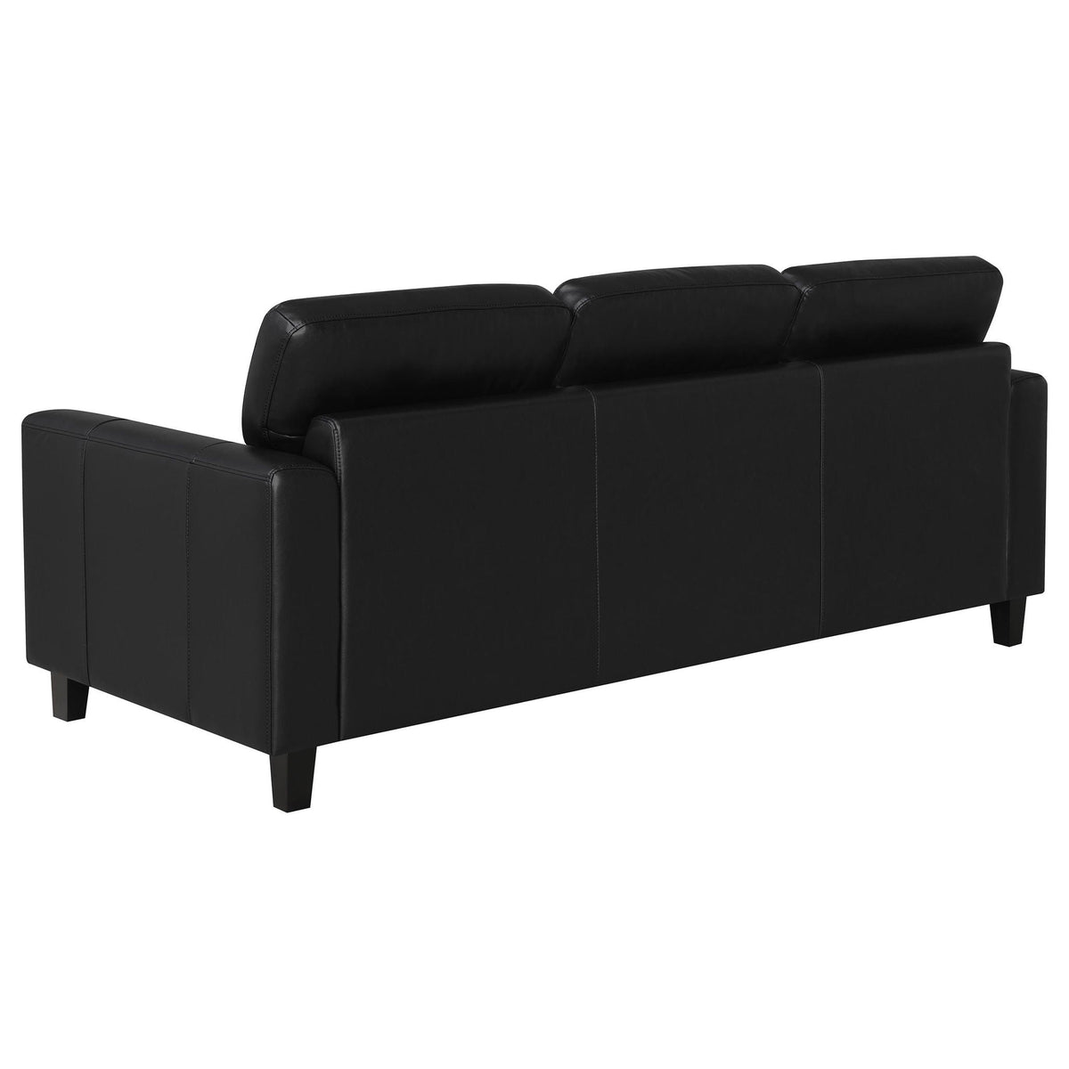 Scotland Faux Leather Upholstered Track Arm Sofa Black by Unique Piece Furniture