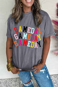 Gray Colorful GAME DAY Graphic Crew T Shirt by Wild and Free Boutique
