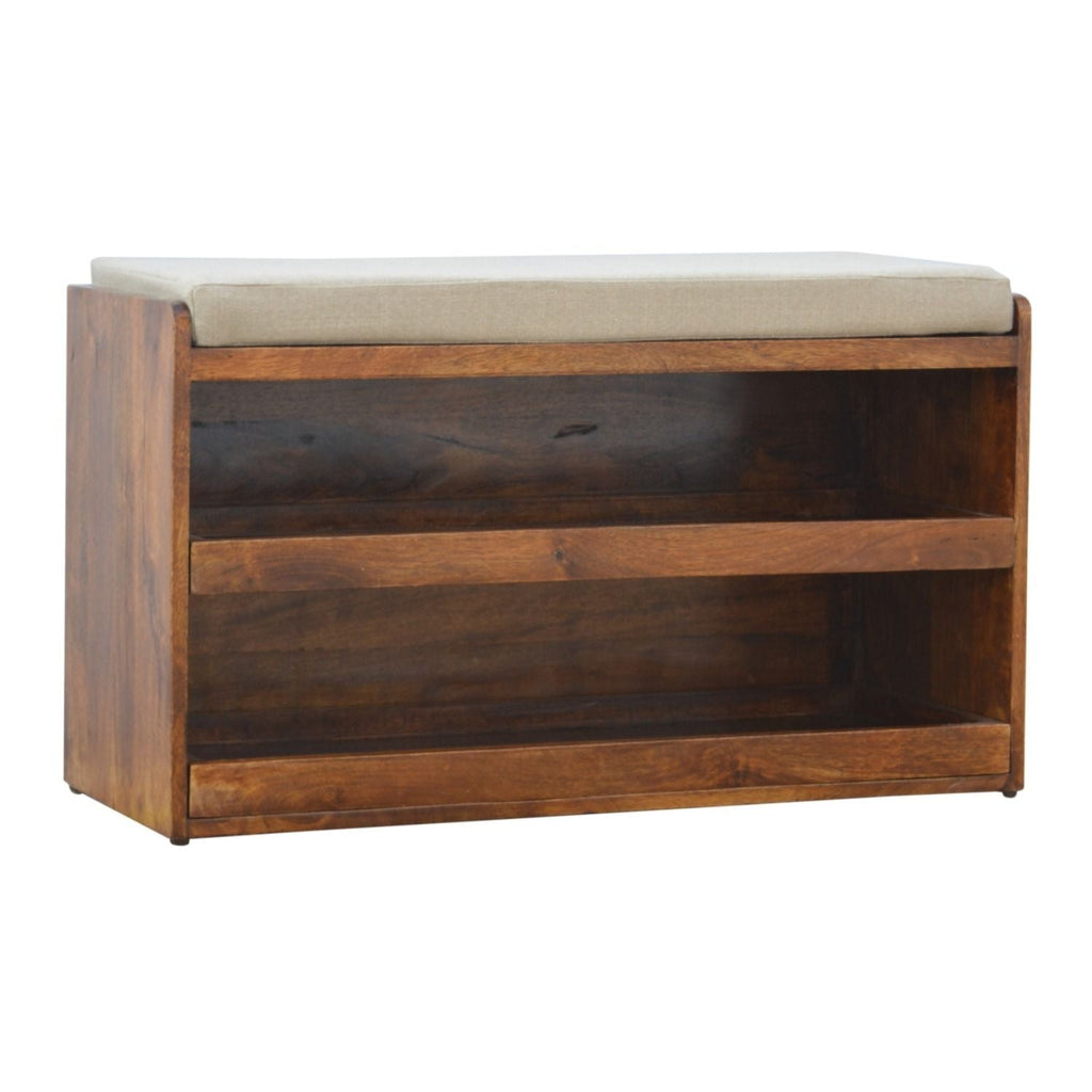 Pull Out Shoe Bench - Chestnut / Mud Linen by Unique Piece Furniture