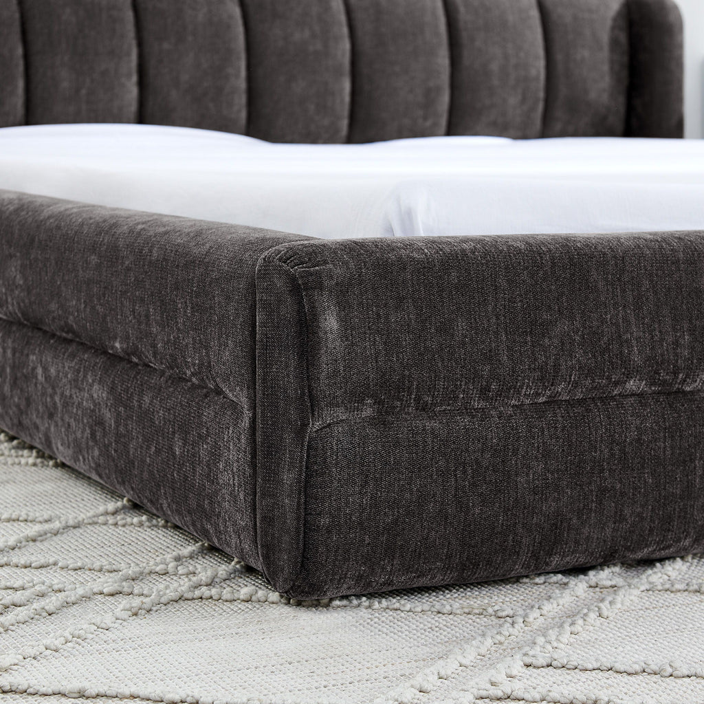 Modern Upholstered Bed Frame With Thick Fabric And Headboard by Unique Piece Furniture