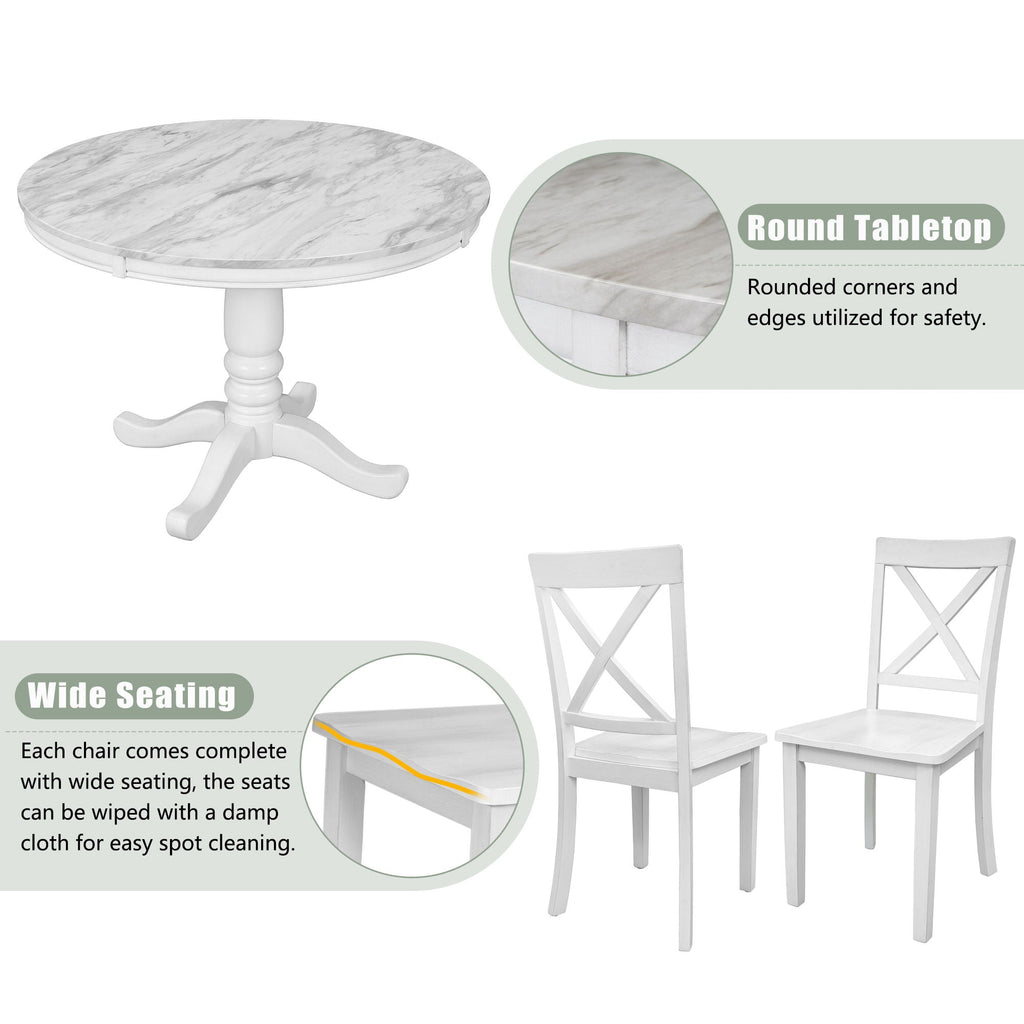 5 Pieces Dining Table And Chairs Set For 4 Persons, Kitchen Room Solid Wood Table With 4 Chairs by Unique Piece Furniture