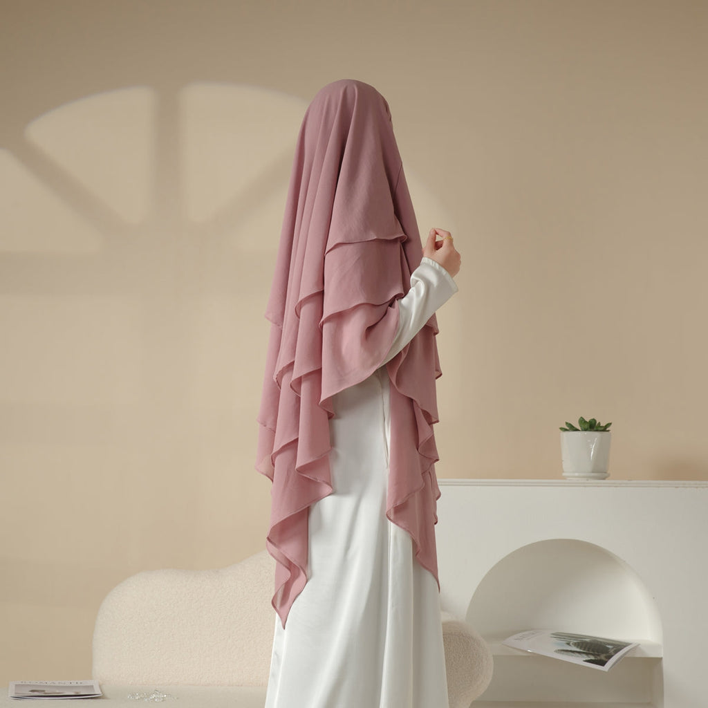 MK017 Scarf 3-Layer Long Khimar by Mariam's Collection