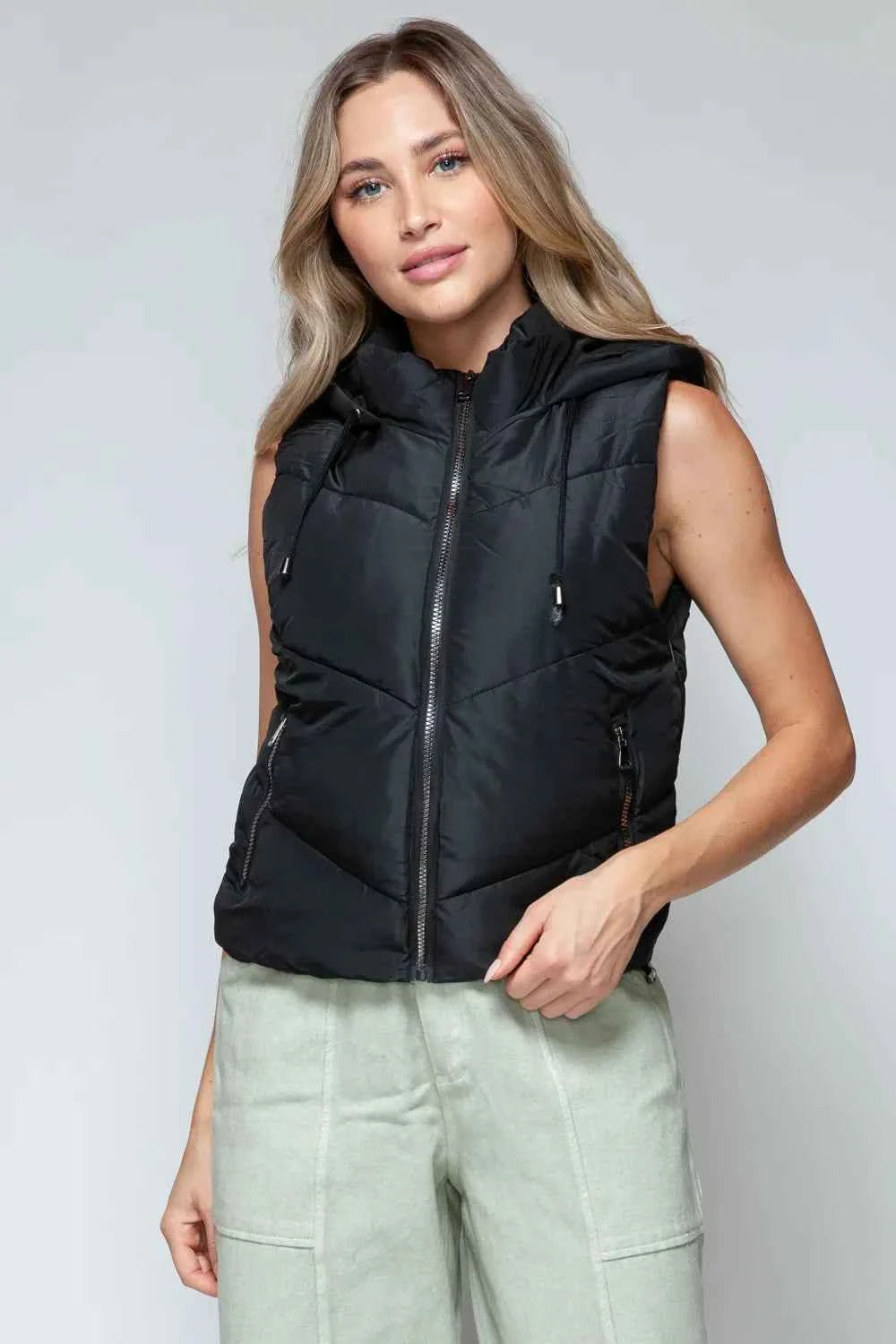 Snobbish Zip Up Quilted Hooded Vest by Wild and Free Boutique