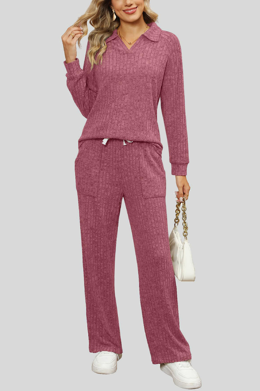 Ribbed Long Sleeve Top and Pocketed Pants Set by Wild and Free Boutique