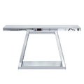Modern Luxe Full Body Mirror Entryway Table With Trapezoid Base, 360° Reflective Console, Scratch Resistant, Open Storage - Silver by Unique Piece Furniture