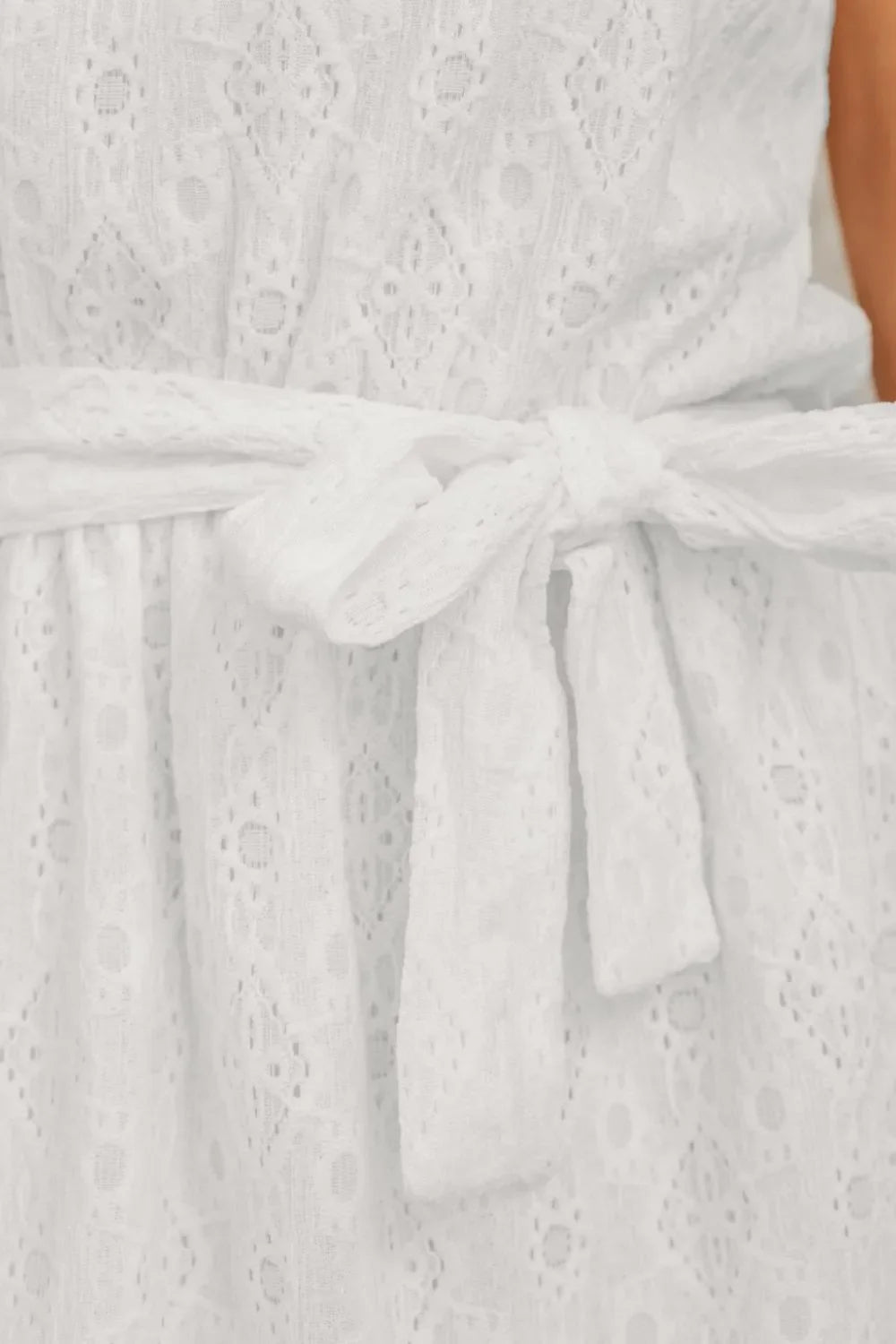 Lace Sleeveless Tied Waist Mini Dress by Simply Love
