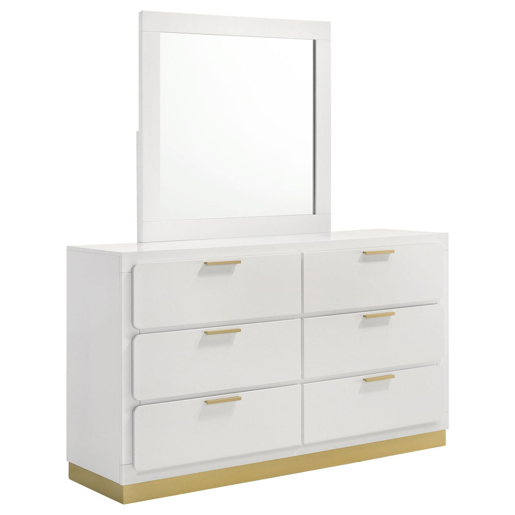 Caraway 6-drawer Dresser with Mirror White by Unique Piece Furniture