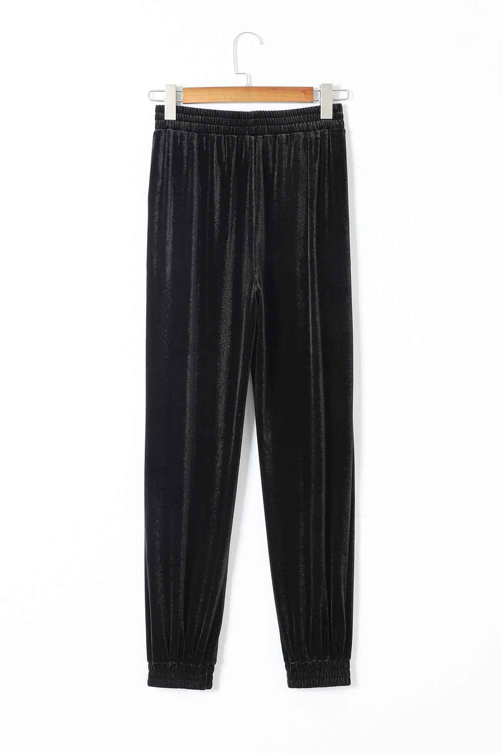 Black Solid Velvet Jogger Pants by Dear-Lover Dropshipping