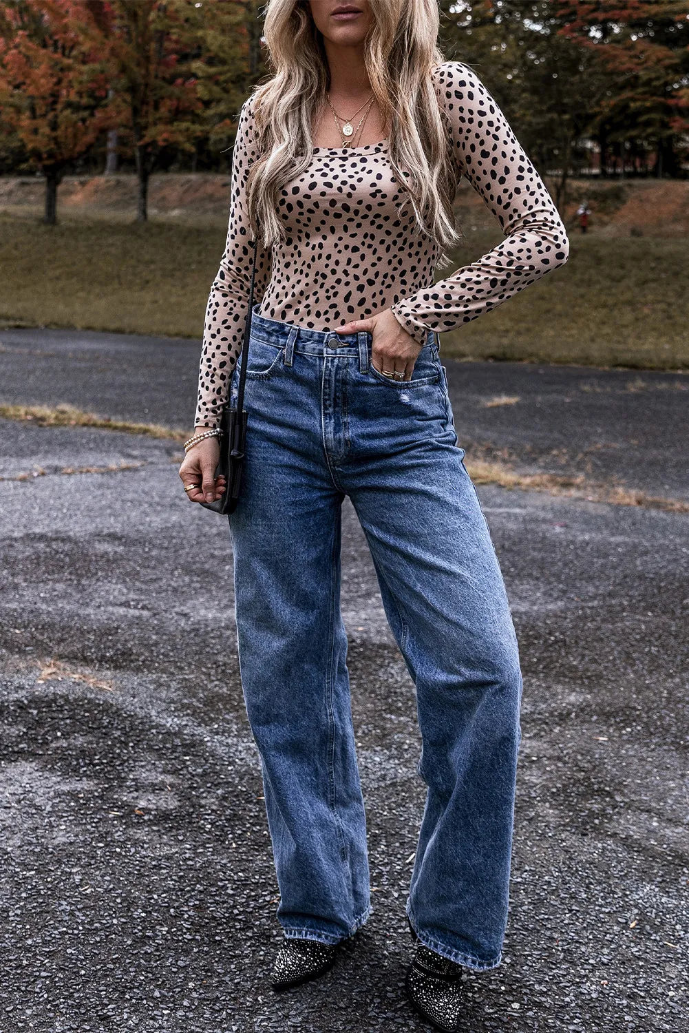 Animal Print Scoop Neck Long Sleeve Bodysuit by Wild and Free Boutique