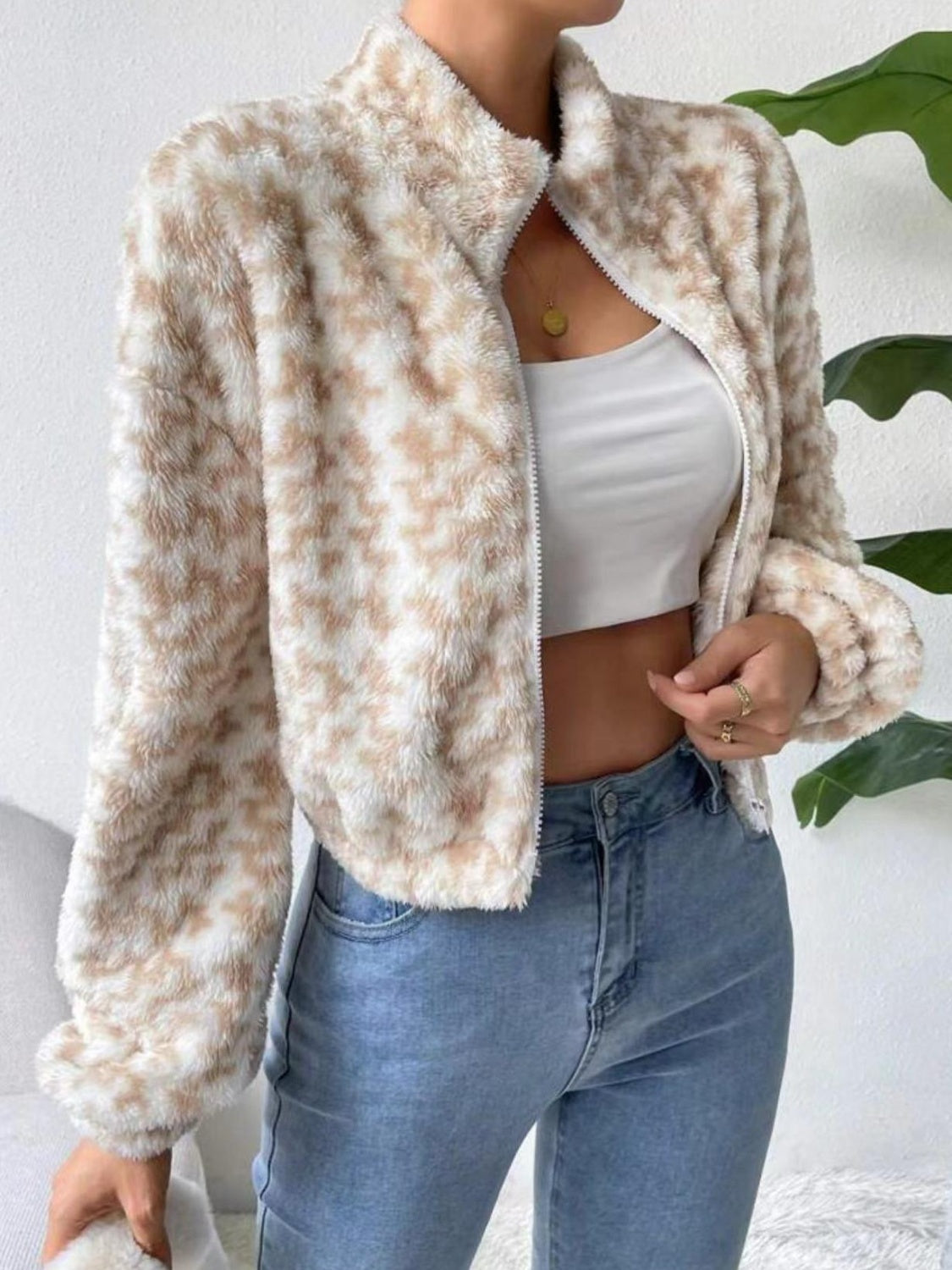 Zip Up Long Sleeve Fuzzy Outerwear by Wild and Free Boutique