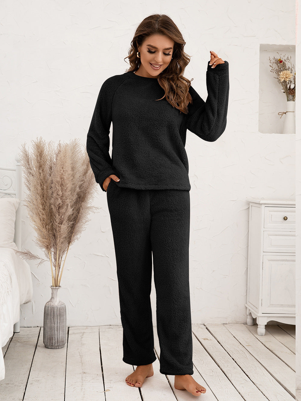 Ivy Lane Teddy Long Sleeve Top and Pants Lounge Set by Wild and Free Boutique