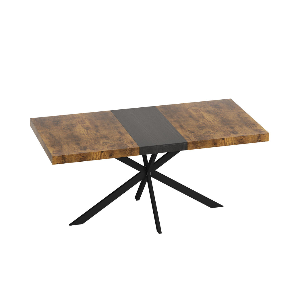 Retro Rectangular Stretch Dining Table With Embossed Center Plate by Unique Piece Furniture