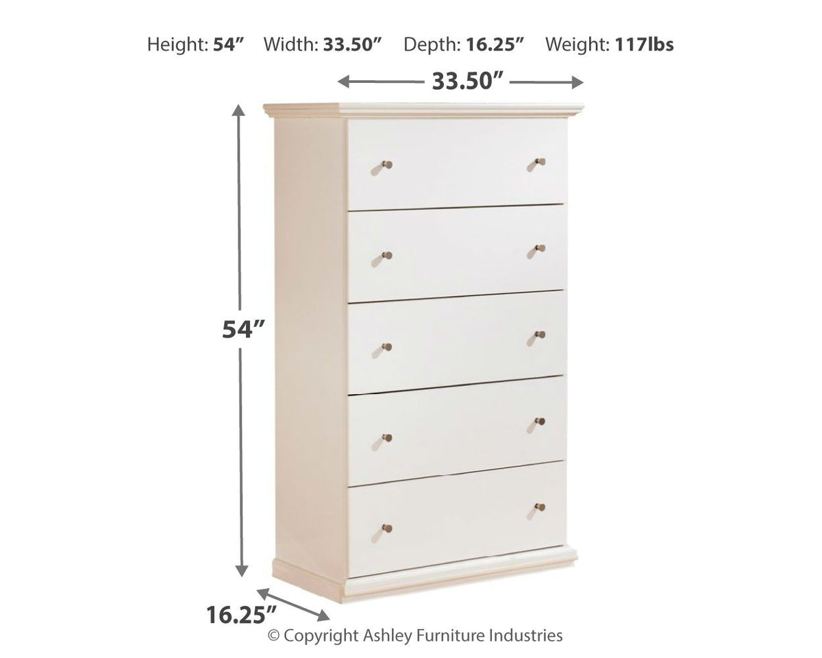 Bostwick Shoals - Five Drawer Chest - White by Unique Piece Furniture