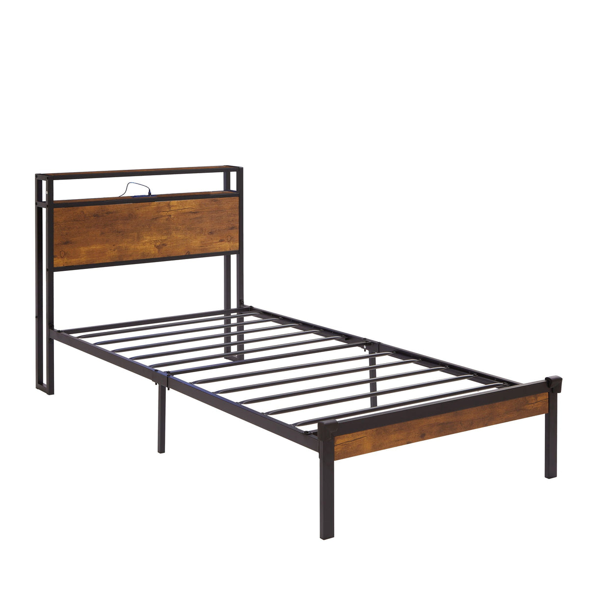 Platform Bed Frame With Wooden Headboard And Footboard, USB Liner by Unique Piece Furniture