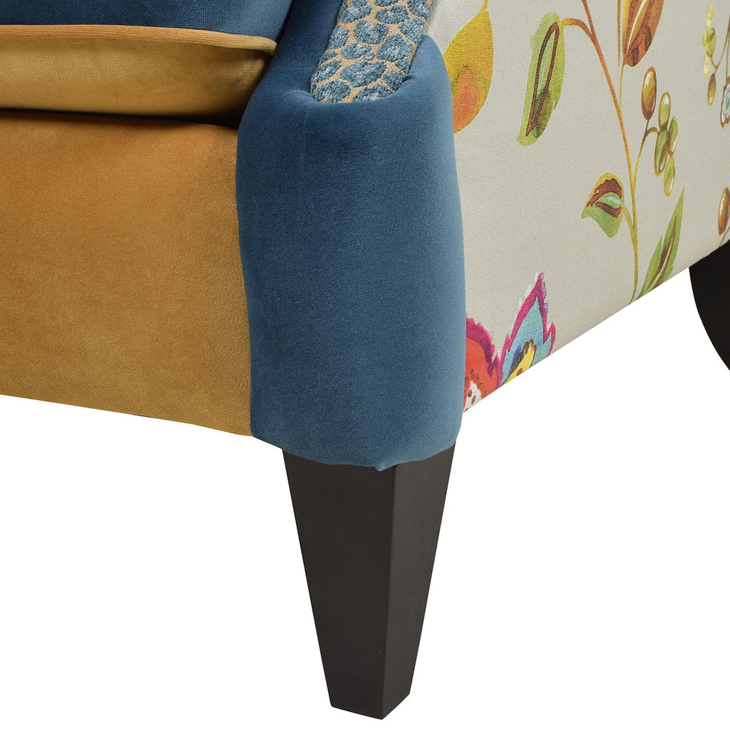 Anya - Boho Chic Wingback Accent Arm Chair - Floral / Leopard / Blue Teal / Yellow Gold by Unique Piece Furniture