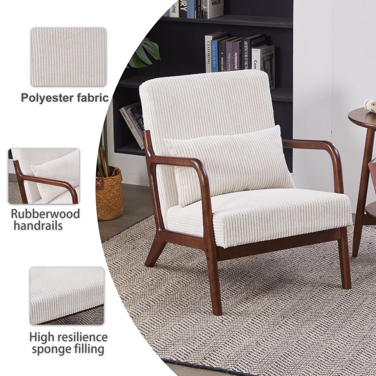 Accent Chair With Pillow And Wood Frame by Unique Piece Furniture