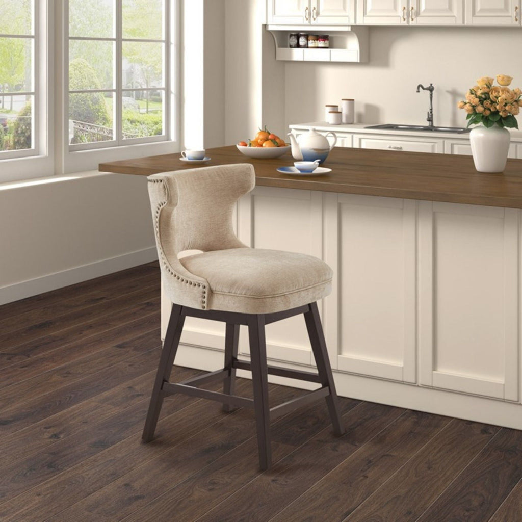 360 Degree Swivel Counter Stool With Silver Detailing by Unique Piece Furniture