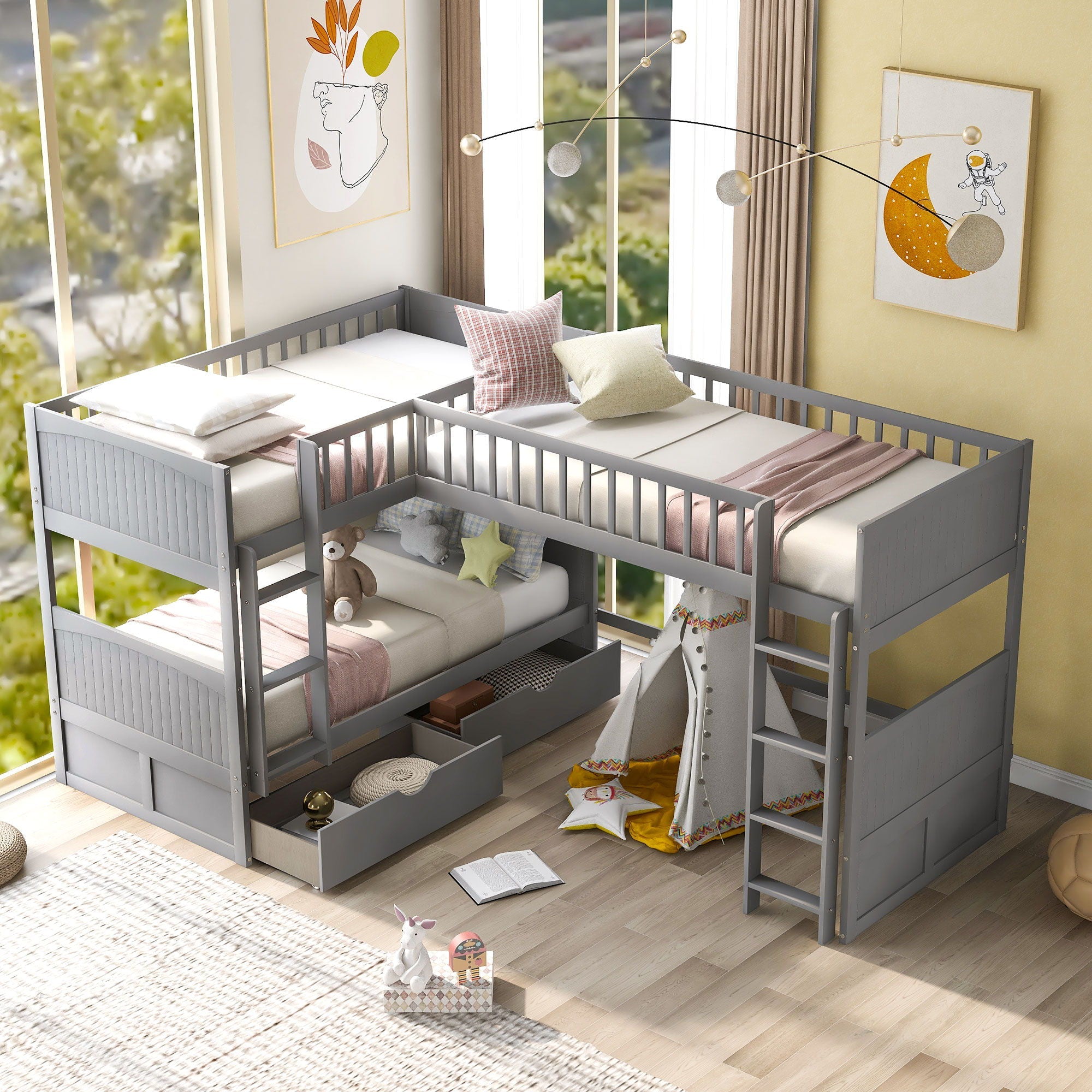 Bunk Bed With Loft And 2 Drawers by Unique Piece Furniture